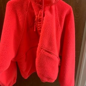 Free People Hit the slopes fleece jacket - neon coral